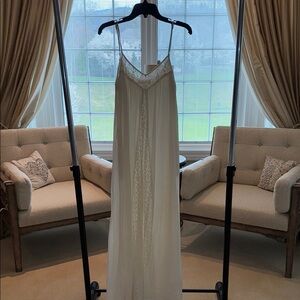 Elegant White Flowing Dress Perfect for Family Beach Pictures